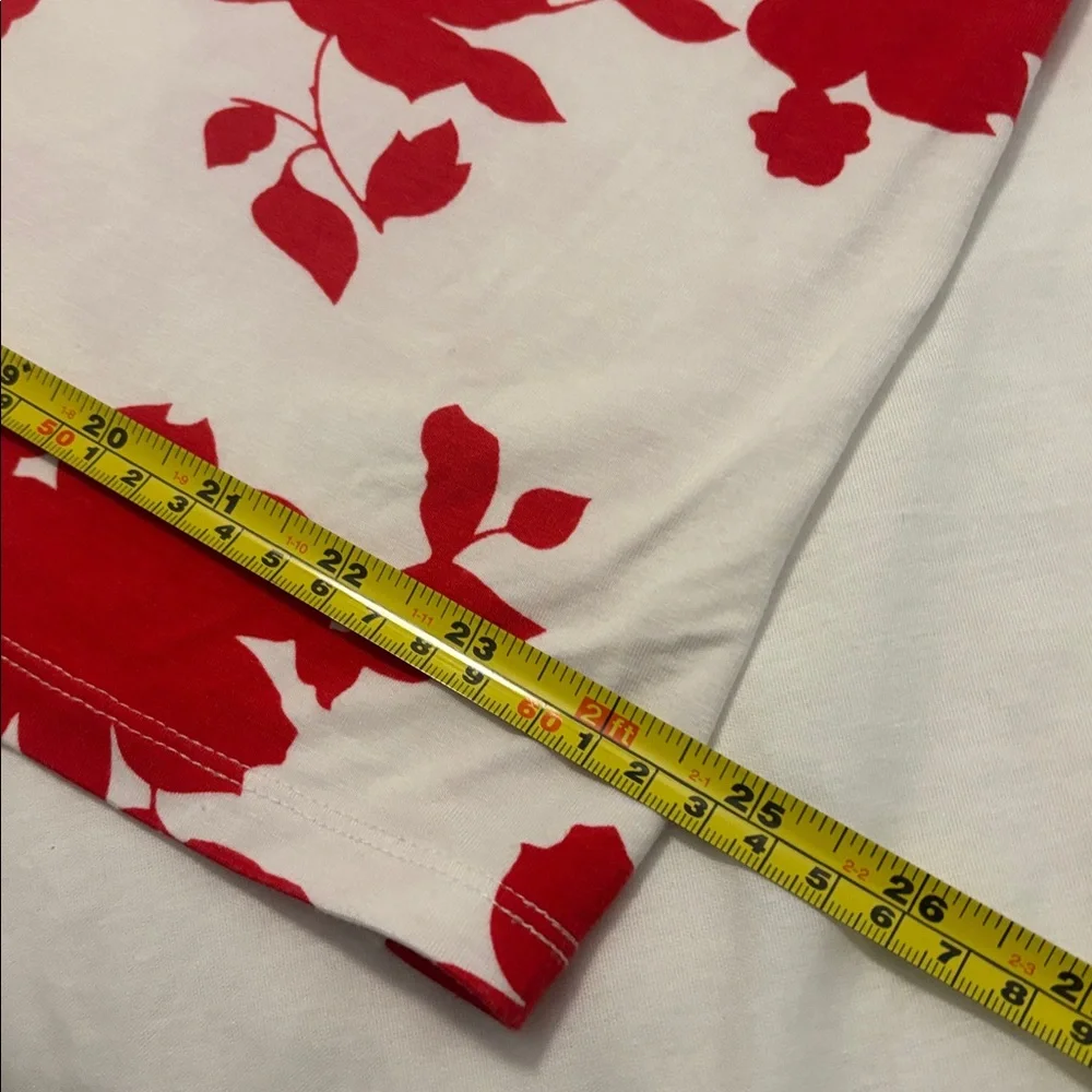 Talbots White & Red Boat Neck Floral Rayon Blend Top SZ 2X plus size work wear - Picture 7 of 11
